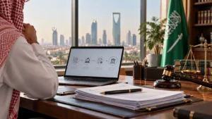 مكتب قانوني في الرياض يعرض مستندات وإجراءات رفع دعوى عمالية في السعودية