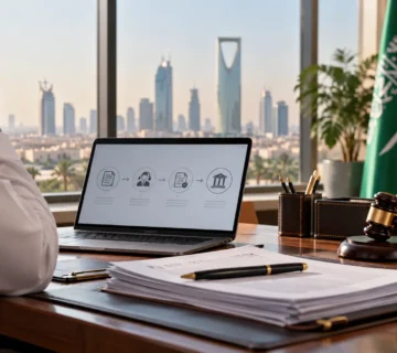 مكتب قانوني في الرياض يعرض مستندات وإجراءات رفع دعوى عمالية في السعودية